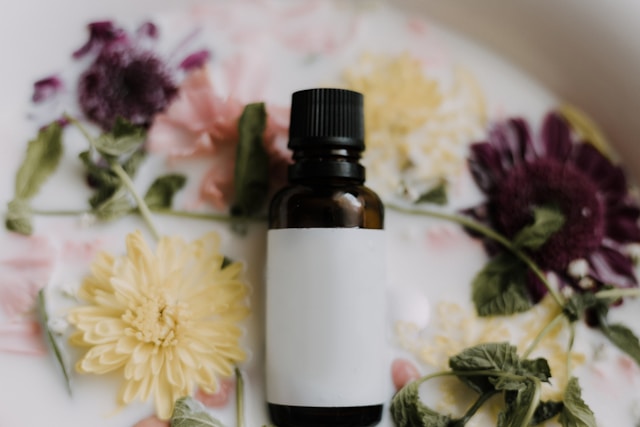 castor oil benefits glass bottle with plant leaves natural skincare wellness