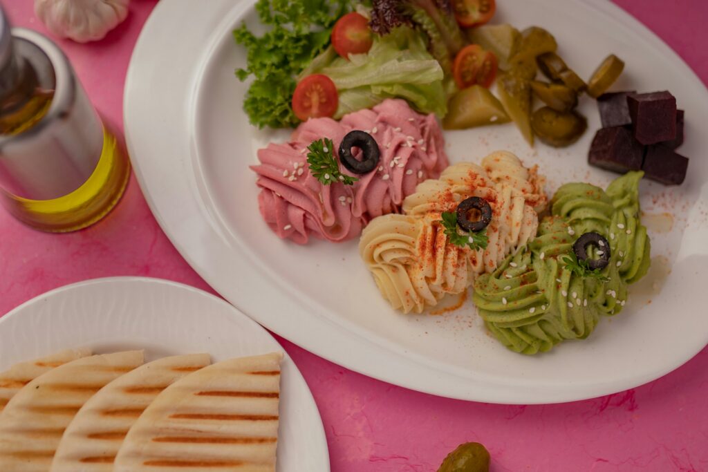 colourful mediterranean diet recipes spread with vegetables olive oil fish and fresh herbs